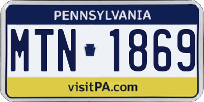 PA license plate MTN1869