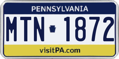 PA license plate MTN1872