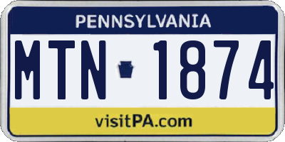 PA license plate MTN1874