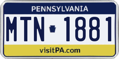 PA license plate MTN1881