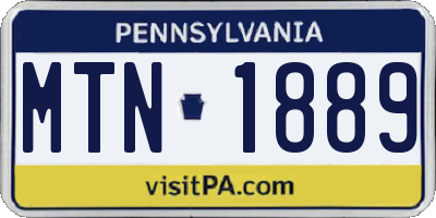 PA license plate MTN1889