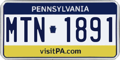 PA license plate MTN1891