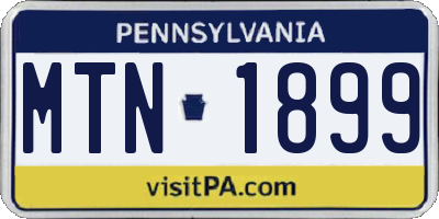 PA license plate MTN1899