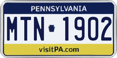 PA license plate MTN1902