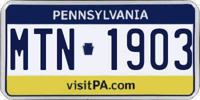 PA license plate MTN1903