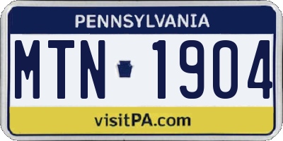 PA license plate MTN1904