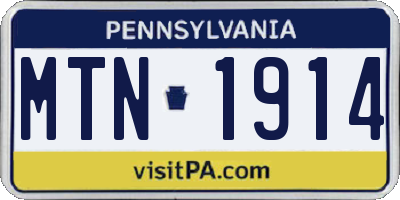 PA license plate MTN1914