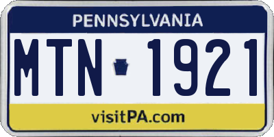 PA license plate MTN1921