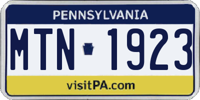 PA license plate MTN1923
