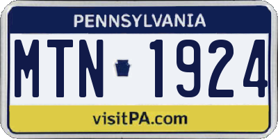 PA license plate MTN1924