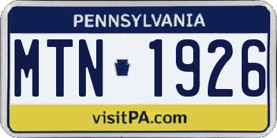 PA license plate MTN1926