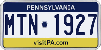 PA license plate MTN1927