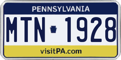 PA license plate MTN1928