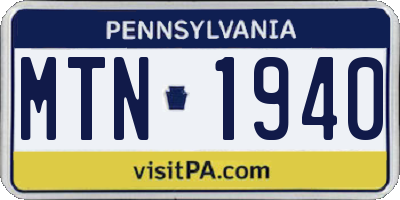PA license plate MTN1940