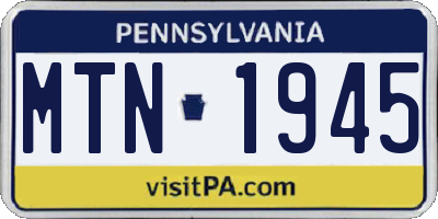 PA license plate MTN1945