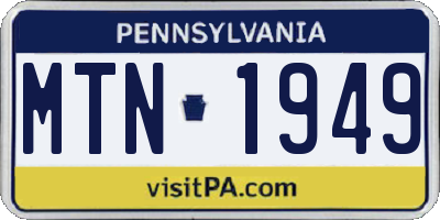 PA license plate MTN1949