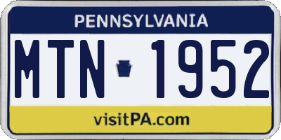 PA license plate MTN1952