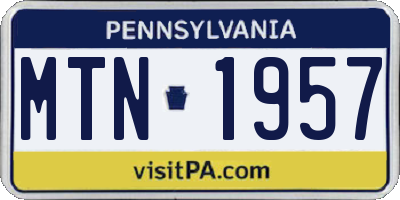 PA license plate MTN1957