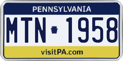 PA license plate MTN1958