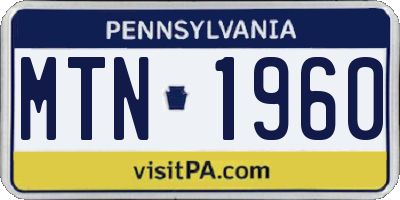 PA license plate MTN1960