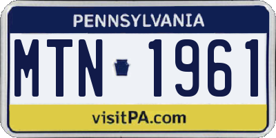 PA license plate MTN1961