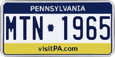PA license plate MTN1965