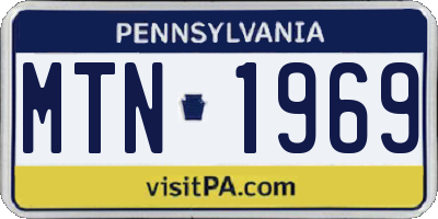 PA license plate MTN1969