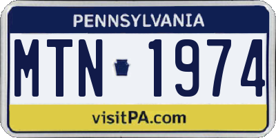 PA license plate MTN1974