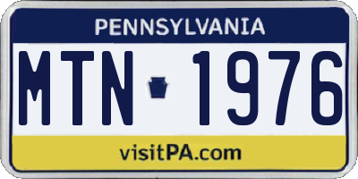 PA license plate MTN1976