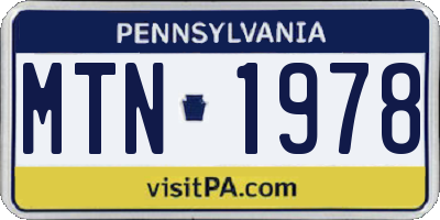 PA license plate MTN1978