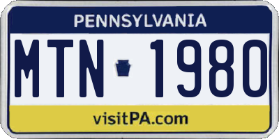 PA license plate MTN1980