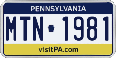 PA license plate MTN1981