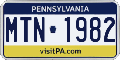PA license plate MTN1982