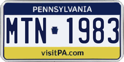 PA license plate MTN1983