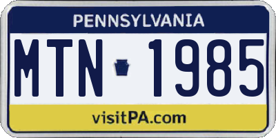 PA license plate MTN1985