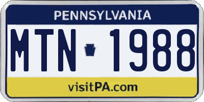 PA license plate MTN1988