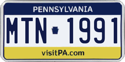 PA license plate MTN1991