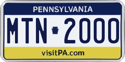 PA license plate MTN2000