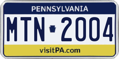 PA license plate MTN2004