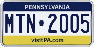 PA license plate MTN2005