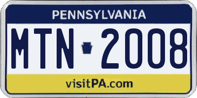 PA license plate MTN2008