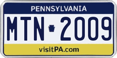 PA license plate MTN2009