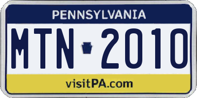 PA license plate MTN2010