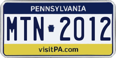 PA license plate MTN2012