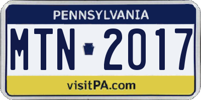 PA license plate MTN2017