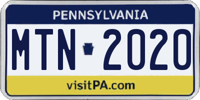 PA license plate MTN2020
