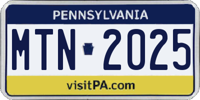 PA license plate MTN2025