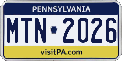 PA license plate MTN2026
