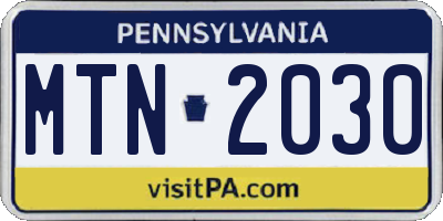 PA license plate MTN2030