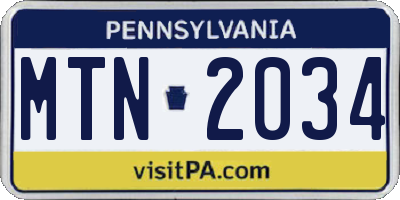 PA license plate MTN2034